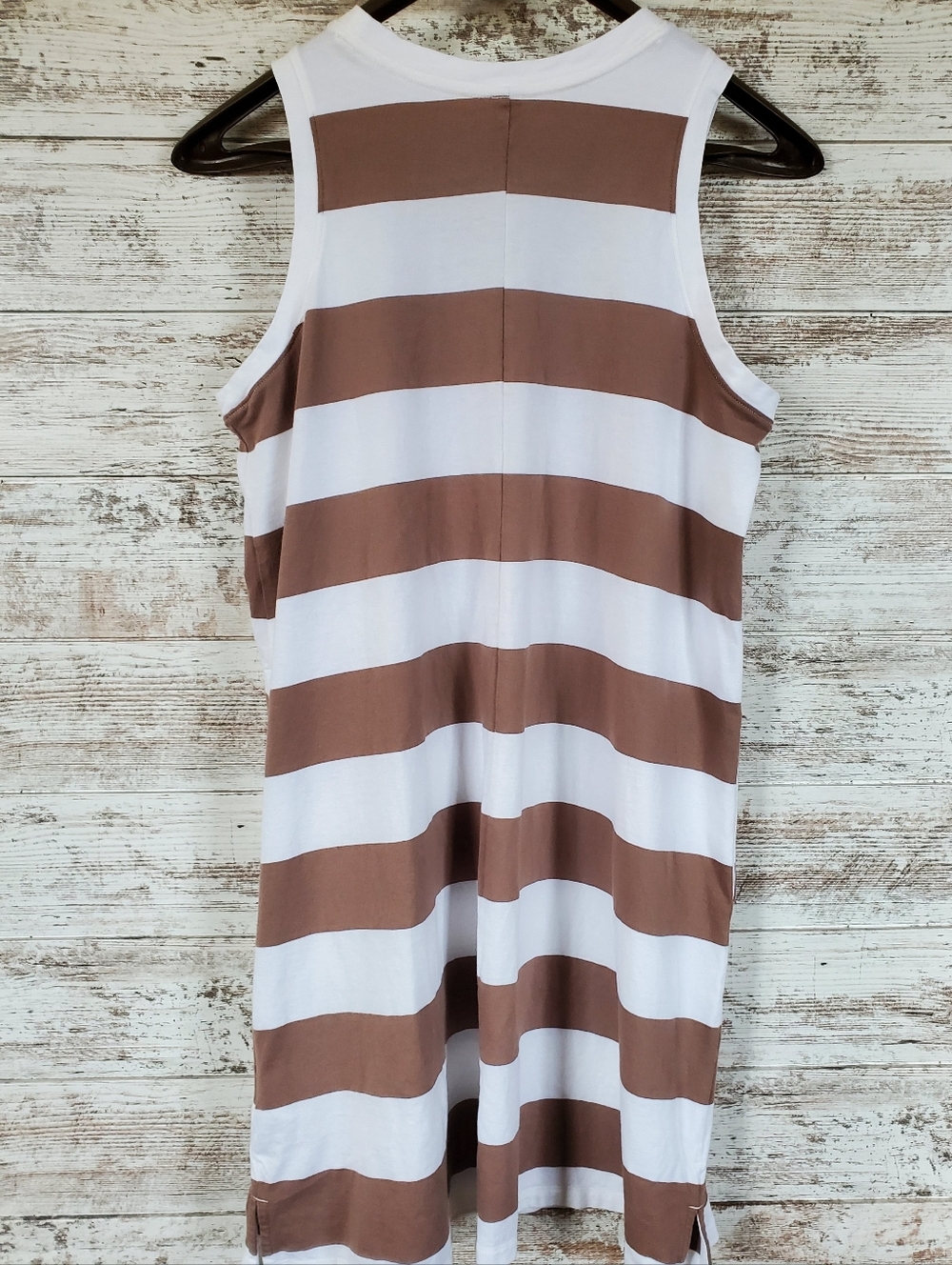 Old Navy T-shirt Style Cotton Shift Wide Striped  Sleeveless Tank Dress Pockets - Picture 3 of 9
